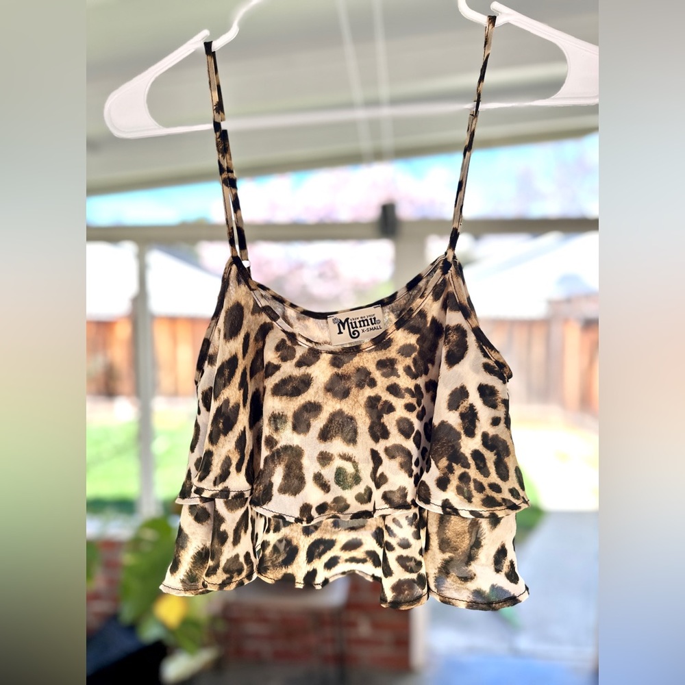 Show Me Your Mumu Leopard Print Crop Top in Palm Flings Size XS